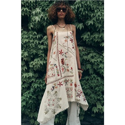 ZW COLLECTION ASYMMETRIC FLORAL EMBROIDERED DRESS