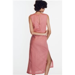 LINEN BLEND MIDI DRESS