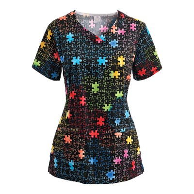 Trust Your Journey Rainbow Puzzle Scrub Top