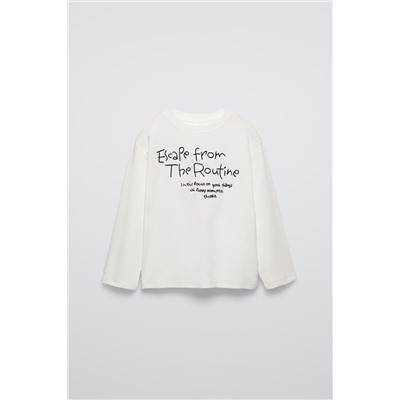 T-SHIRT WITH EMBROIDERED SLOGAN