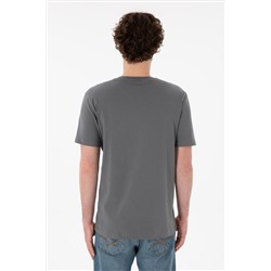 Erkek Regular Fit  V Yaka Antrasit Basic Tişört