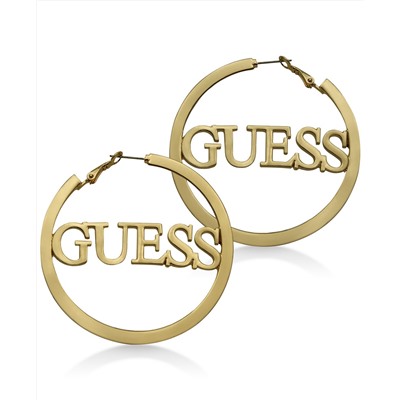 GUESS Logo 2 1/4" Hoop Earrings
