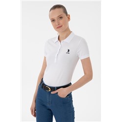 Kadın Beyaz Basic Polo Yaka Tişört