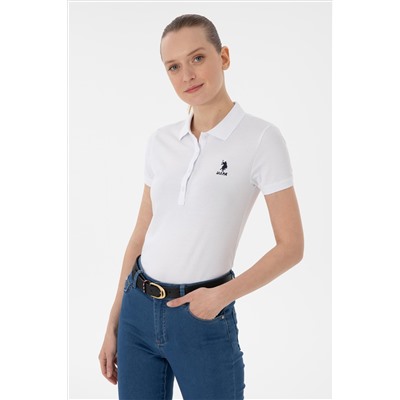 Kadın Beyaz Basic Polo Yaka Tişört