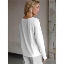 Базовый лонгслив из премиального хлопка с эластаном