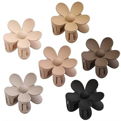 6PCS Hair Clips Set: Matte Large Claw Clips, Cute Daisy Hair Accessories, Non-Slip Strong Hold for Thick/Thin Hair, Christmas Gift for Girls, Oliver Green