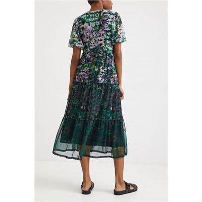 Vestido midi volantes