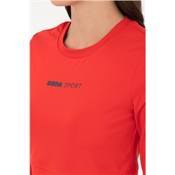 Kadın Kırmızı Bisiklet Yaka Sweatshirt