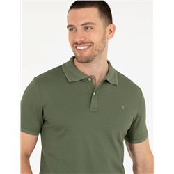 Haki Slim Fit Polo Yaka Merserize Tişört