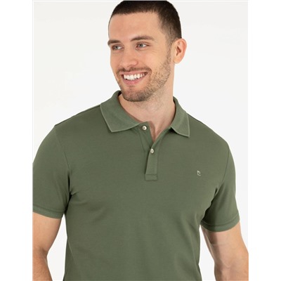 Haki Slim Fit Polo Yaka Merserize Tişört