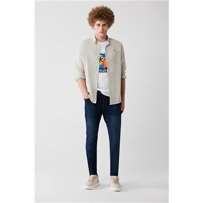 Avva Erkek Koyu Mavi Eskitme Yıkamalı Esnek Ekstra Slim Fit Dar Kesim Jean Pantolon E003513