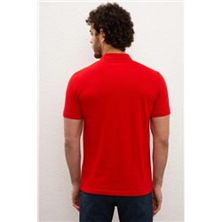 Erkek Kırmızı Polo Yaka Basic T-Shirt
