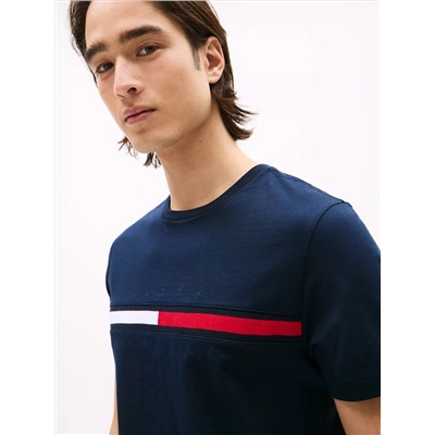 Embroidered Flag Stripe Logo T-Shirt