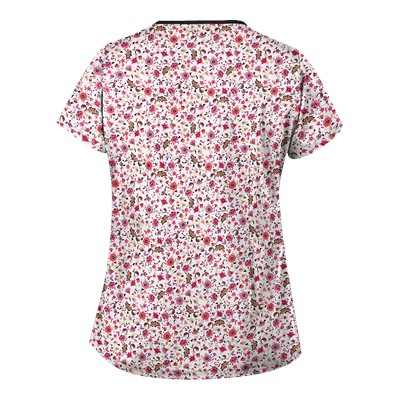 UA Ditzy Bouquet White Print Scrub Top