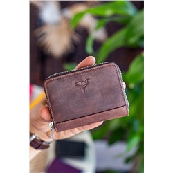 Garbalia Sydney Hakiki Deri Bozuk Para Gözlü Fermuarlı Unisex Crazy Kahverengi Cüzdan SYDNEY