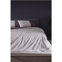 Leal King Size %100 Pamuk 208 TC Baskılı Saten Nevresim Takımı - Mürdüm/Beyaz
