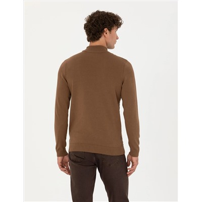 Yeşil Slim Fit Yarım Balıkçı Yaka Triko Kazak