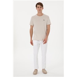 Erkek Regular Fit Bisiklet Yaka Taş Basic Tişört