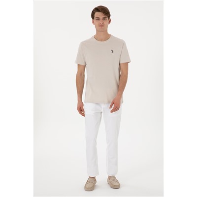 Erkek Regular Fit Bisiklet Yaka Taş Basic Tişört