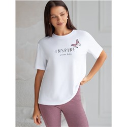 Футболка с принтом свободная эластичная из премиального хлопка