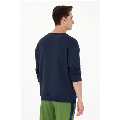 Erkek Lacivert Bisiklet Yaka Comfort Sweatshirt