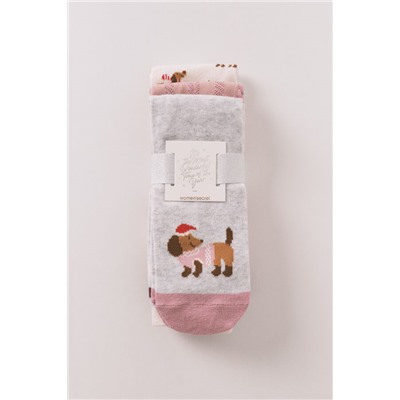 Pack 3 calcetines largos algodón perros salchichas