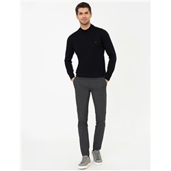 Lacivert Slim Fit Yarım Balıkçı Basic Triko Kazak
