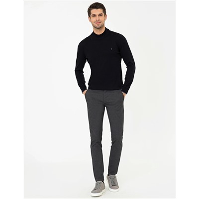 Lacivert Slim Fit Yarım Balıkçı Basic Triko Kazak