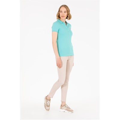Kadın Mint Basic Polo Yaka Tişört