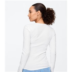 Textured Ribbed Squareneck T-Shirt