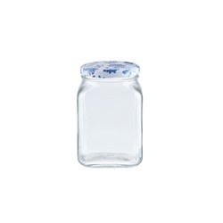 Rêve Bleu Fleur Kare Cam Kavanoz - 1600 ml