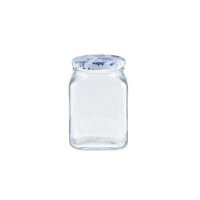Rêve Bleu Fleur Kare Cam Kavanoz - 1600 ml