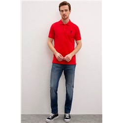 Erkek Kırmızı Basic Polo Yaka Tişört