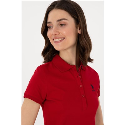 Kadın Kırmızı Basic Polo Yaka Tişört