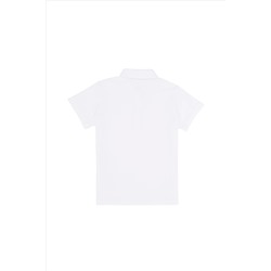 Kız Çocuk Beyaz Basic Polo Yaka Tişört