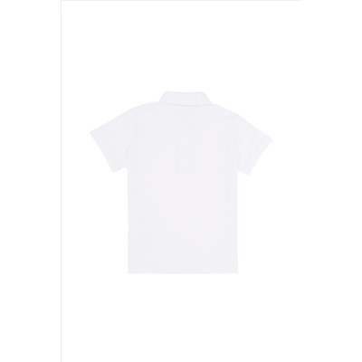 Kız Çocuk Beyaz Basic Polo Yaka Tişört