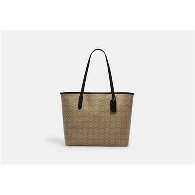 City Tote Bag In Micro Signature Canvas