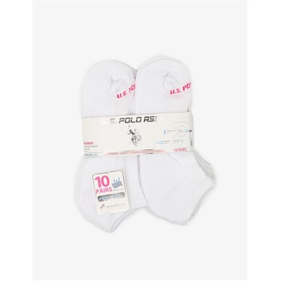 LADIES 10PK WHITE LOW CUT SOCKS