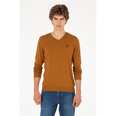 Erkek Slim Fit V Yaka Coconut Basic Kazak