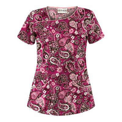 UA Paisley Parade Berry Kiss Print Scrub Top