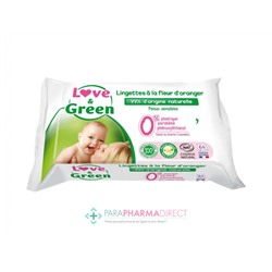 Love&Green Lingettes à la Fleur d'Oranger BIO Peaux Sensibles x64