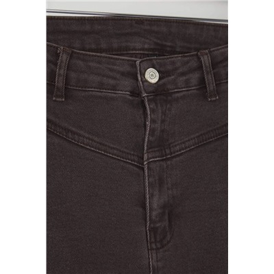 Kahverengi Yüksek Bel Comfort Dikiş Detaylı İspanyol Paça Flare Fit Jeans TBBSS24CJ00003