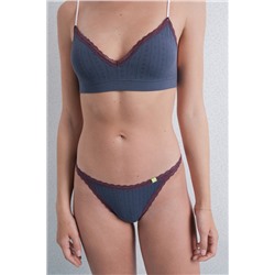 Tanga seamless pointelle azul