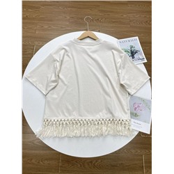 Интересная модель женской футболки с бахромой размера PLUS SIZE, экспорт ✔️THE PATTER*N