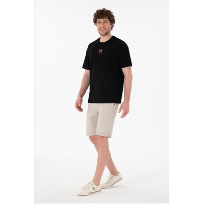 Erkek Comfort Fit Bisiklet Yaka Siyah Tişört