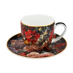 Пара чайная, 1 перс, 2 пр, 250 мл, фарфор F, черная, Маки, Baroque flowers, 62363