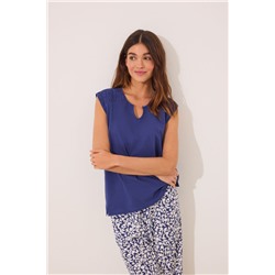 Pijama Capri 100% algodón print azul flores