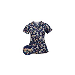 UA Frolic In The Flowers Navy Mock Wrap Scrub Top