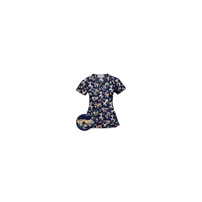 UA Frolic In The Flowers Navy Mock Wrap Scrub Top