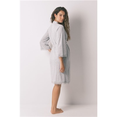 Bata larga "maternity" pointelle gris oscuro